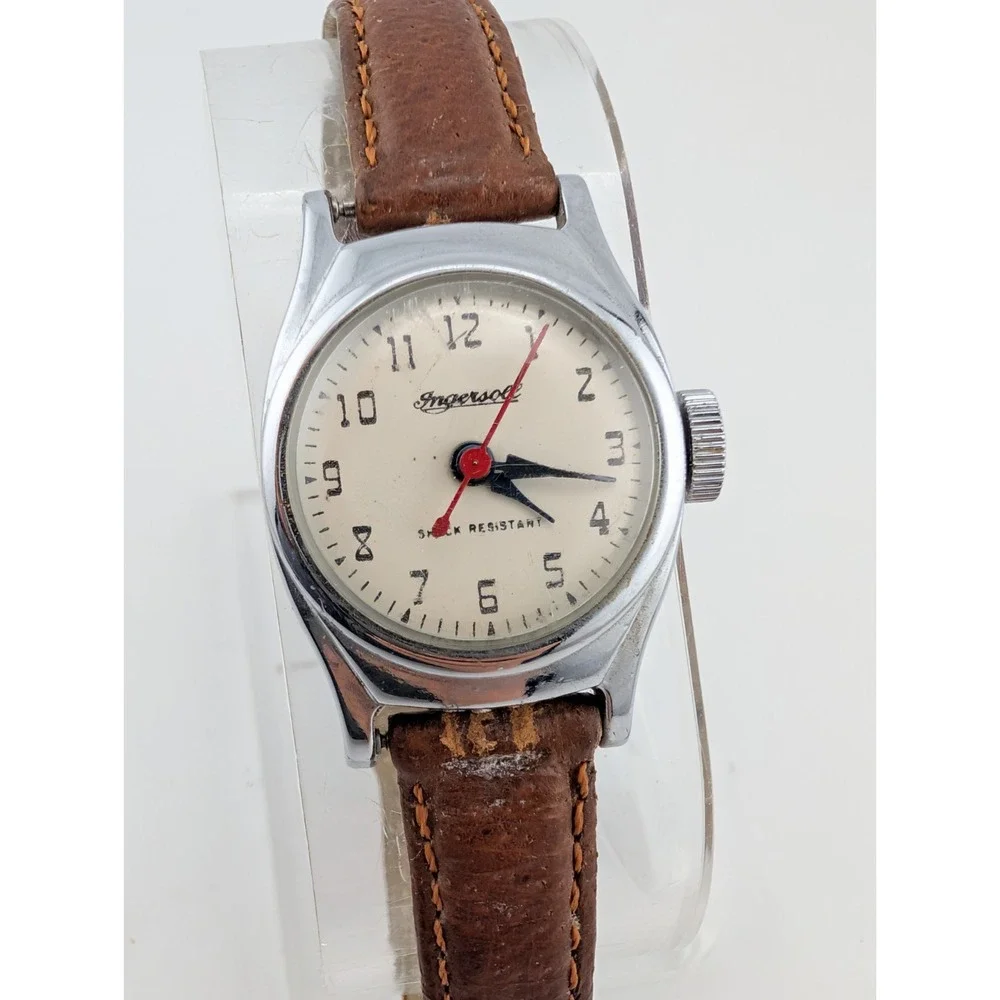 US Time Ingersoll Vintage Mechanical Women's Watch Leather Band- Working